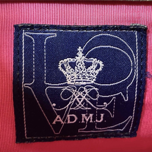 【極美品】A.D.M.J シュリンク型押し ゴールド金具 グレー ハンドバッグ