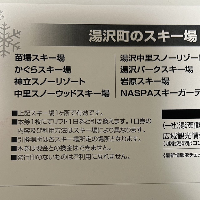 卓抜 かぐらスキー場 リフト一日券 2枚セット