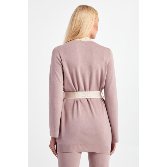 ELISABETTA FRANCHI ロゴトリム ベルト付 ニットカーディガン 【お試し