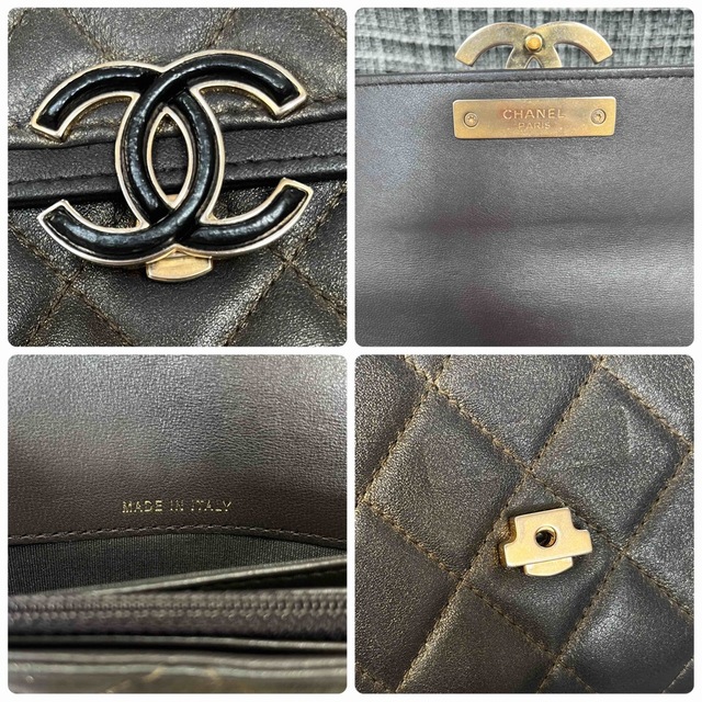 CHANEL(シャネル)のCHANEL レア美品✨マトラッセ　ブラック×ゴールドラメ　フラップウォレット レディースのファッション小物(財布)の商品写真