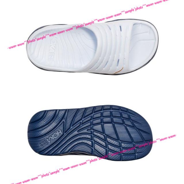 HOKA ONE ONE(ホカオネオネ)のホカオネオネ リカバリーサンダル「オラリカバリー スライド」23.0cm 白紺 レディースの靴/シューズ(サンダル)の商品写真