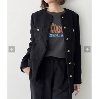 アパルトモンドゥーズィエムクラス ツイードジャケット ノーカラー
