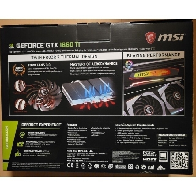 土日で終了　GTX1660TI MSI スマホ/家電/カメラのPC/タブレット(PCパーツ)の商品写真