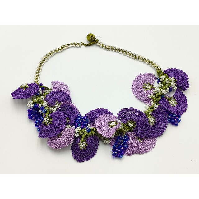 70%OFF!】 o3 ハンドメイド トルコ オヤ刺繍 ネックレス パープル