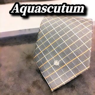 アクアスキュータム(AQUA SCUTUM)の【美品】Aquascutumアクアスキュータム★ネクタイ★シルク★チェック★ロゴ(ネクタイ)