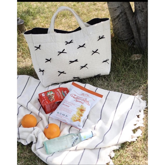 新品gypsohila ジフソフィアリボンバッグpicnicbag m ホワイト