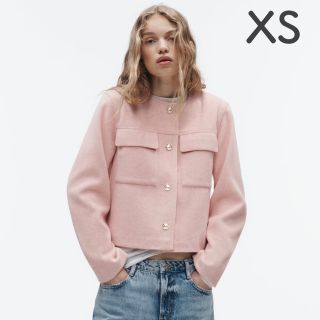 ZARA フラップ クロップドジャケット  XS  ブラック  ゴールドボタン