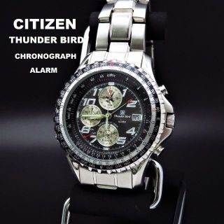 シチズン(CITIZEN)のCITIZEN THUNDER BIRD アラーム クロノグラフ 腕時計(腕時計(アナログ))