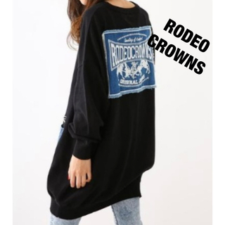 ロデオクラウンズ(RODEO CROWNS)のロデオクラウンズ RODEO CROWNS デニムパッチニットワンピ(トレーナー/スウェット)