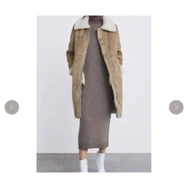 【即購入ok・美品】 ZARA ザラ ムートン ロング コート ベージュ | フリマアプリ ラクマ