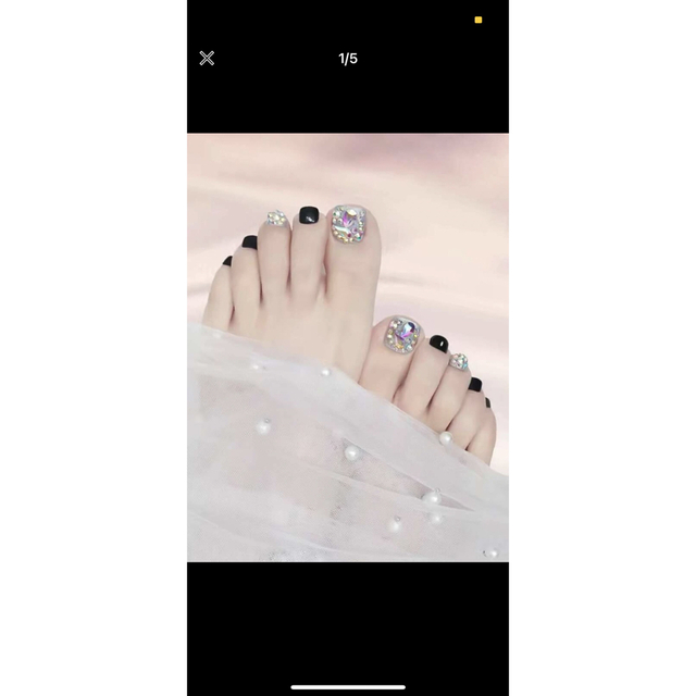 ネイルチップ 黒×シルバー コスメ/美容のネイル(つけ爪/ネイルチップ)の商品写真
