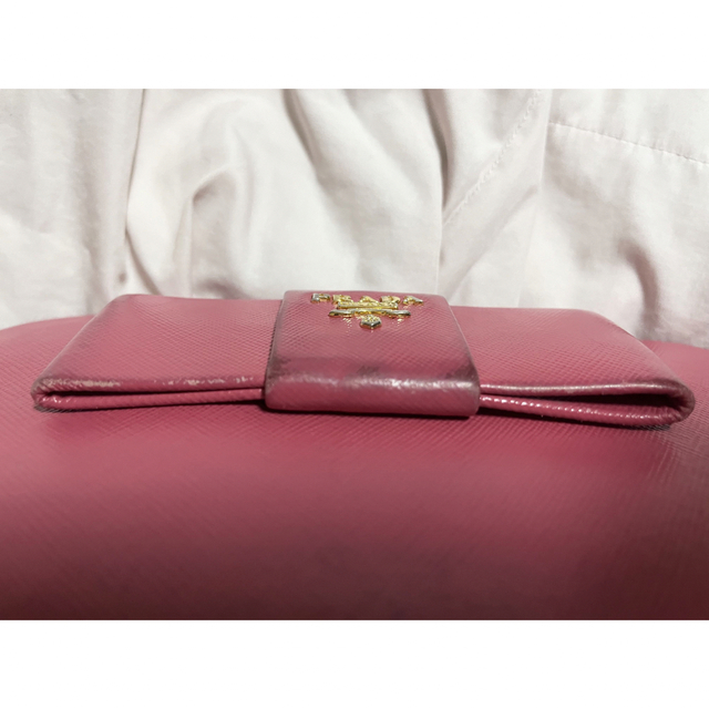 PRADA♡ サフィアーノ 長財布 ピンク ラウンドファスナー リボン