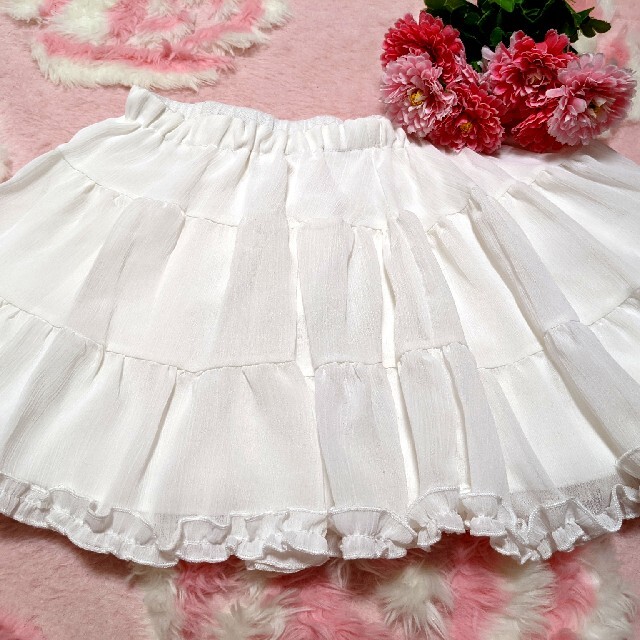 LIZ LISA(リズリサ)のリズリサ❤夢展望❤アマベル❤白❤サラサラ❤❤フリル❤ボリューム❤姫❤❤スカート レディースのスカート(ミニスカート)の商品写真