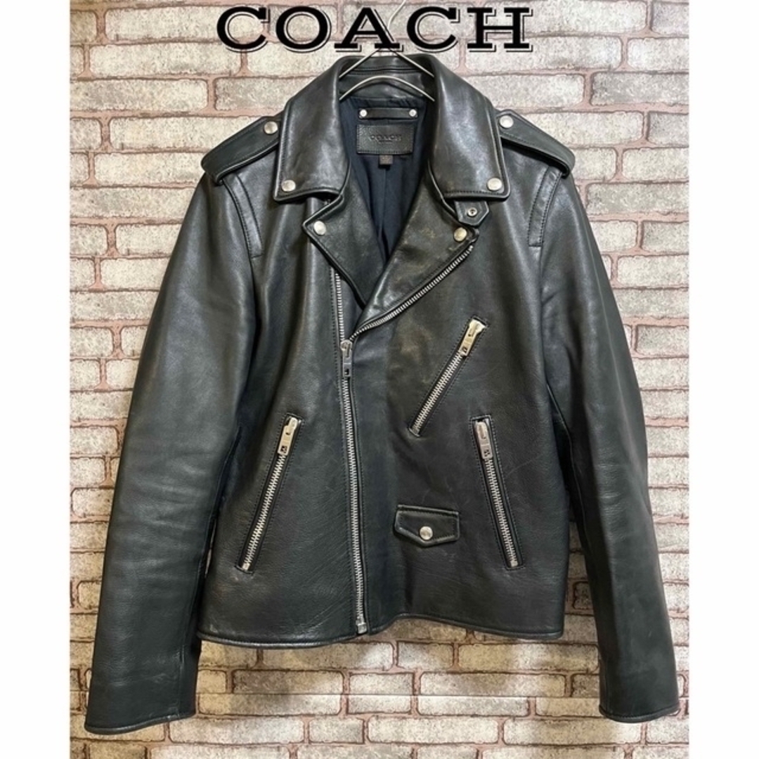 【フォロー割】COACH レザージャケット　ダブル　牛革　Sサイズ