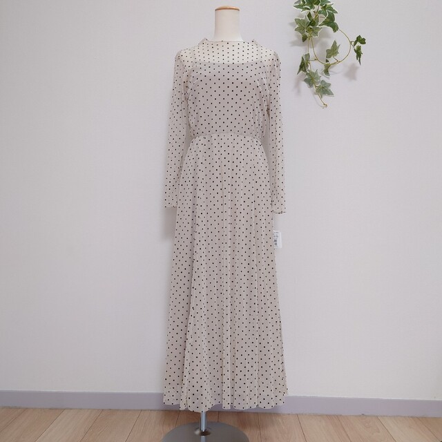 RADIATE THE LIFE DRESSドットシアーロングワンピースベージュ
