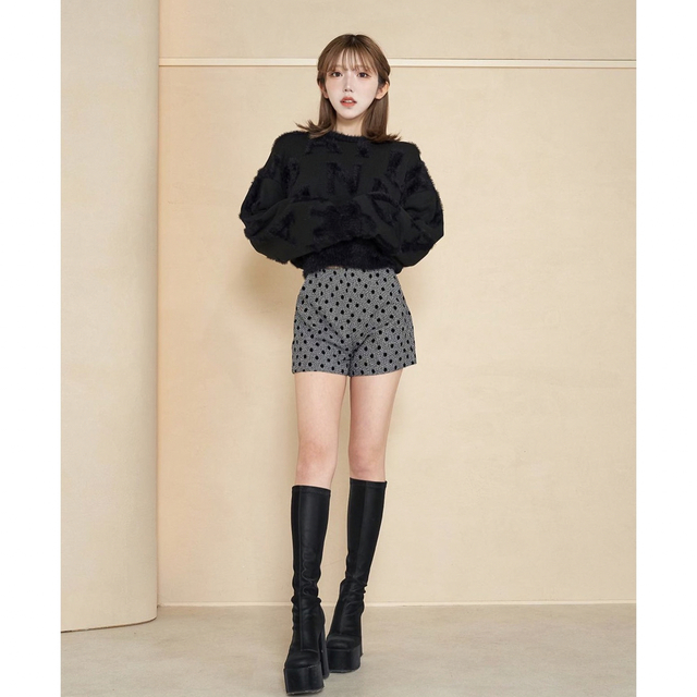 darich フロッキードットショートパンツ BLK (上下セット可能