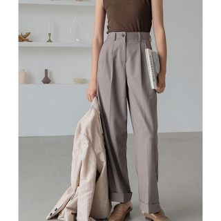 chuclla Double-hem 2tuck slacks スラックス(カジュアルパンツ)