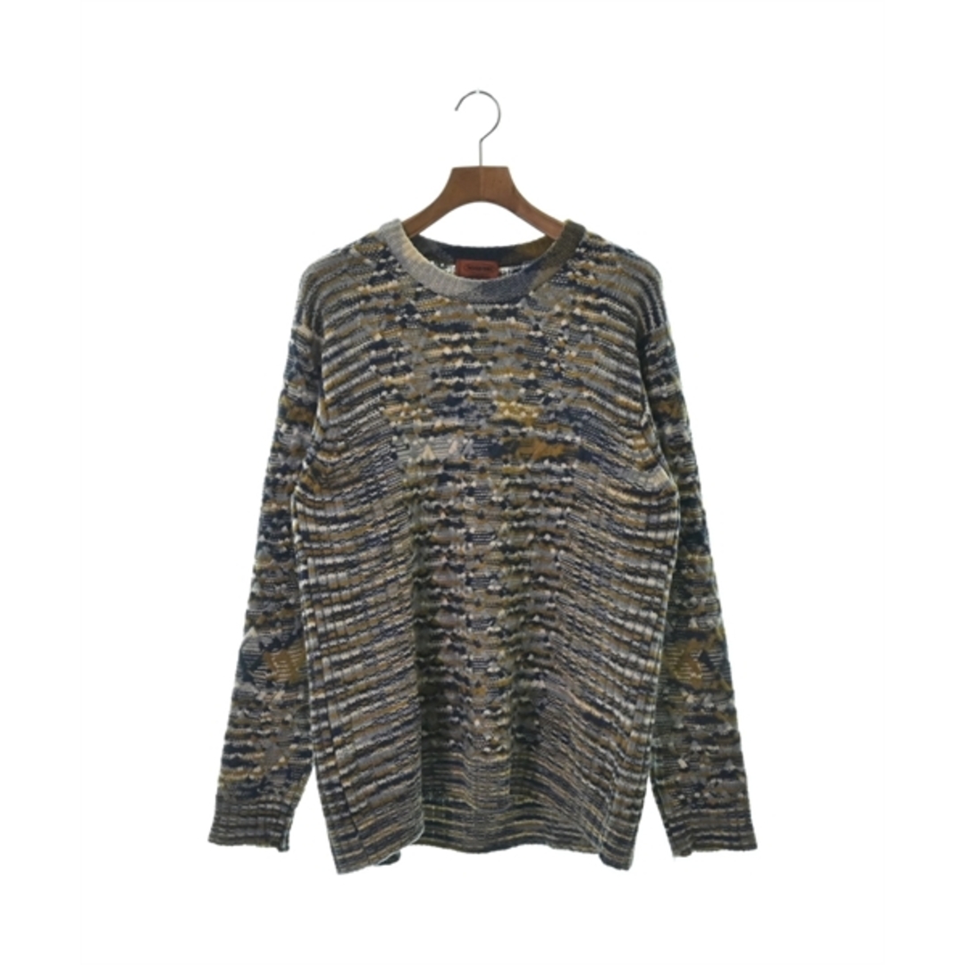 MISSONI(ミッソーニ)のMISSONI ニット・セーター 48(L位) 青xベージュx白系(総柄) 【古着】【中古】 メンズのトップス(ニット/セーター)の商品写真