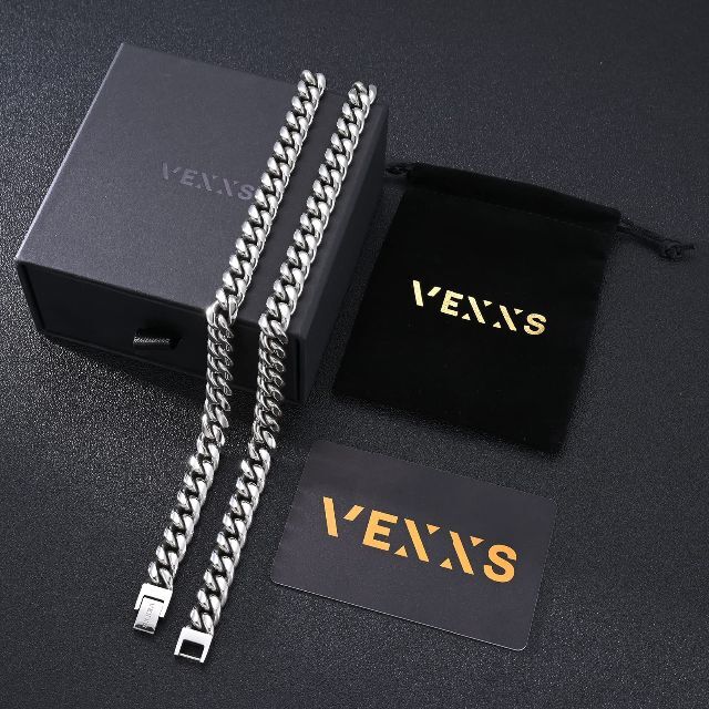 【色: 10mm-シルバー】VEXXS 喜平 ネックレス メンズ K18 ゴール