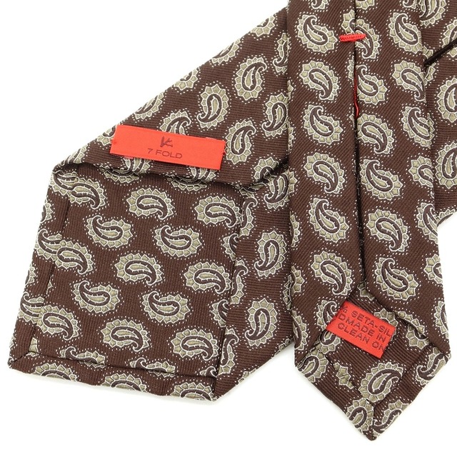 【中古】イザイア ISAIA ペイズリー 7FOLD シルク ネクタイ【メンズ】