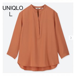 ユニクロ(UNIQLO)のUNIQLO レーヨンスタンドカラーブラウス（7分袖）　Ｌ(シャツ/ブラウス(長袖/七分))