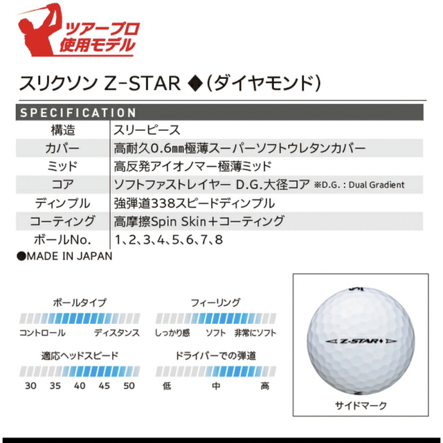 Srixon(スリクソン)の【新品未使用】スリクソン Z-STAR ダイヤモンド 2023モデル ホワイト スポーツ/アウトドアのゴルフ(その他)の商品写真