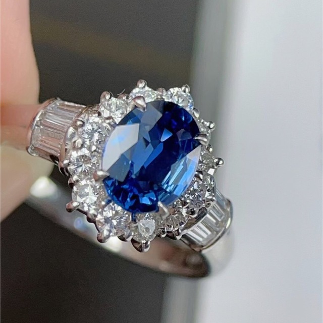 【GINGER掲載商品】 ダイヤ ブルーサファイア 天然 リング1.42ct ¥ pt900 リング(指輪)
