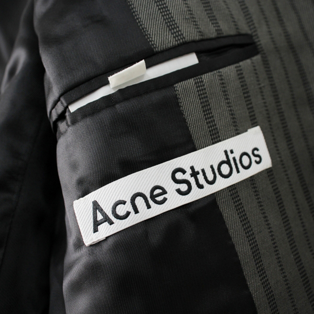 Acne Studios(アクネストゥディオズ)の美品 Acne Studios アクネストゥディオズ ダブルブレストスーツジャケット 34/グレー ストライプ リネン【2400013211635】 レディースのジャケット/アウター(その他)の商品写真