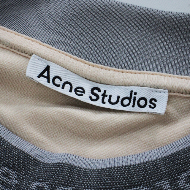 美品 メンズ Acne Studios アクネストゥディオズ ビッグシルエット モックネックロゴTシャツ L/サーモンピンク【2400013201742】