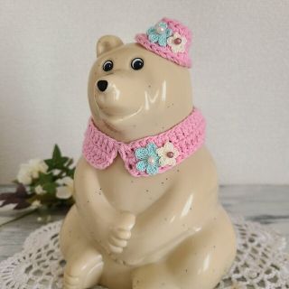 しろくま貯金箱 1002 つけ襟 ハット帽子セット 小花 モチーフ(置物)