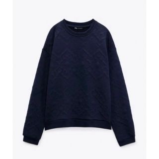 ザラ(ZARA)の新品　ZARA ザラ　キルティング　スウェット シャツ　トレーナー　ネイビー　M(トレーナー/スウェット)