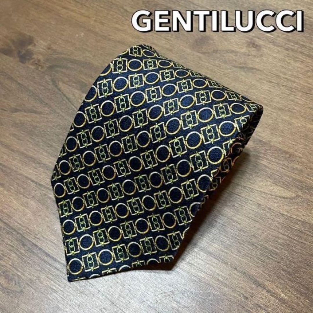 GENTILUCCI ネクタイ 紺色絵柄 USED美品 メンズのファッション小物(ネクタイ)の商品写真