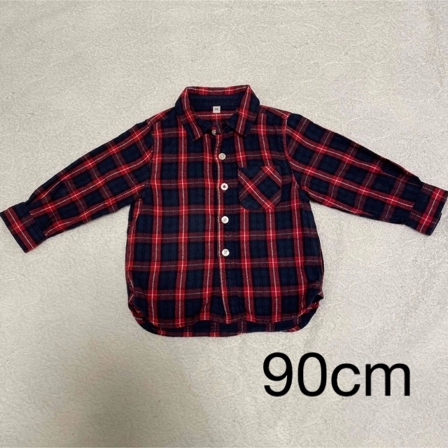 MUJI (無印良品)(ムジルシリョウヒン)のネルシャツ　90cm キッズ/ベビー/マタニティのキッズ服男の子用(90cm~)(Tシャツ/カットソー)の商品写真