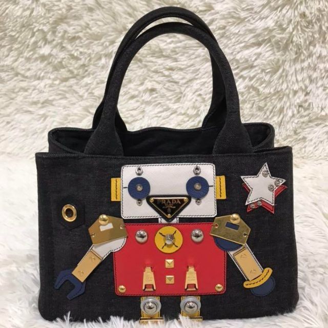 1着でも送料無料 プラダロボットカナパ2wayデニムバック 極美品 PRADA