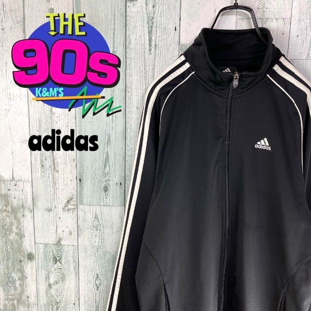 90's adidas アディダス　ロゴ刺繍　スリーライン　トラックジャケット