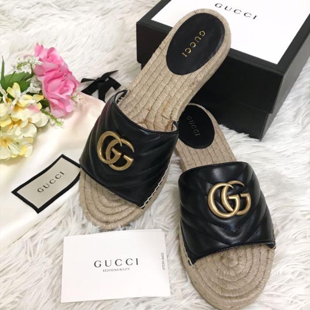 激安/新作 Gucci - ビー23 ゴールド金具 マーモント エスパドリーユ