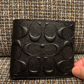 COACH - 本体のみ 75363 コーチ 二つ折り財布 ブラックシグネチャーの