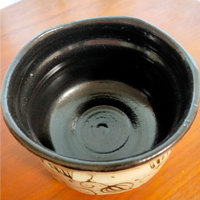 茶道具【佐藤重造】 黒織部茶碗 ほおずき（鬼灯）☆ 作家物 抹茶碗の