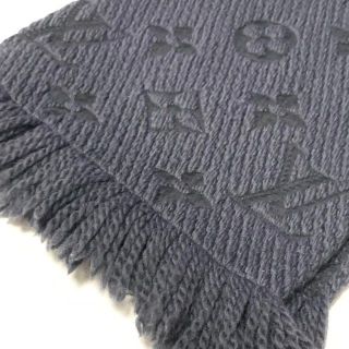 ☆良品☆ルイヴィトン ロゴマニア マフラー✨ブラック✨【0260】 - www