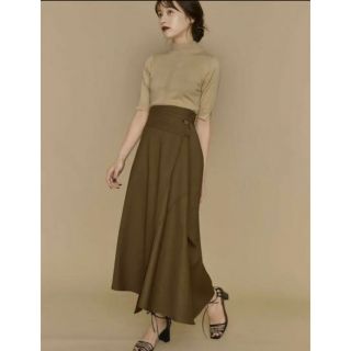 Irregular hem Wrap Skirt l'or カーキブラウン(ロングワンピース/マキシワンピース)