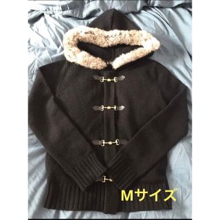 アベイル(Avail)のavail ニットファー付きカーディガン　Mサイズ　ブラック(カーディガン)