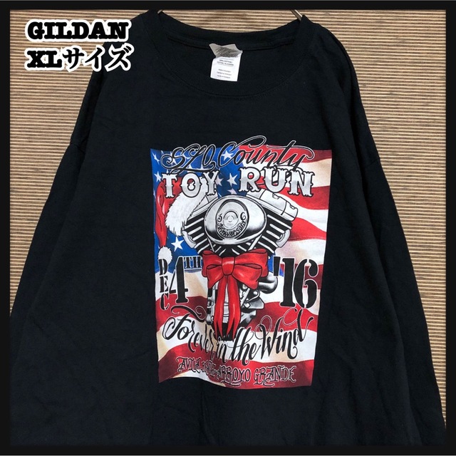 GILDAN 【ギルダン】長袖Tシャツ ロンT バイクエンジン 企業ロゴ リボン 黒JZの通販 by そろばん's shop｜ギルタンならラクマ