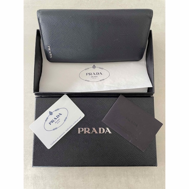 極美品✨PRADA 長財布　メタル　ロゴ　サフィアーノ　ブラック　2MV836