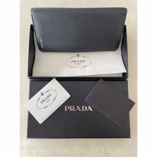 プラダ(PRADA)のプラダ サフィアーノ メタルロゴ  長財布 濃紺 ネイビー(長財布)