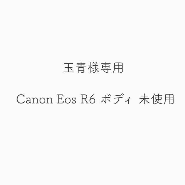 Canon - Canon Eos R6 ボディ 未使用