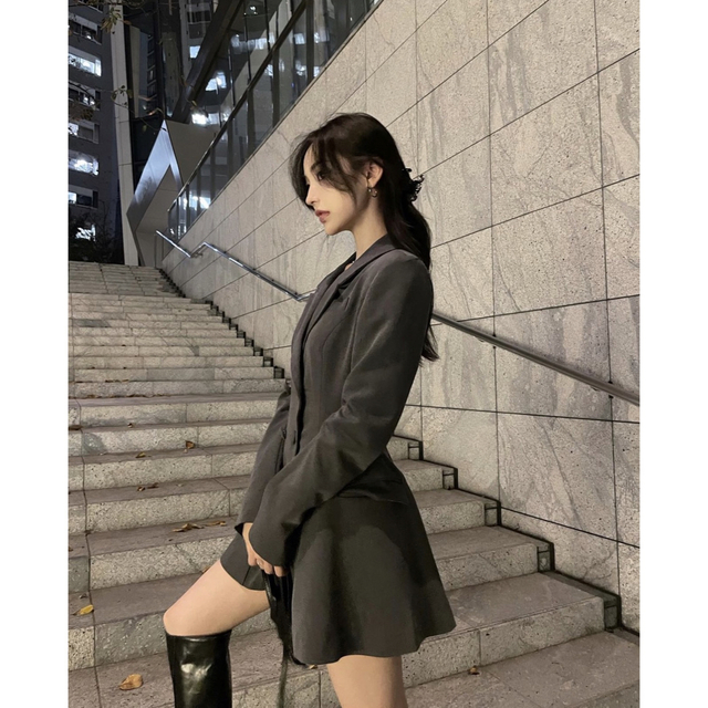 melt the lady thick belt jacket onepiece-