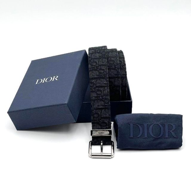 【超特価sale開催】  Christian Dior - 【定価8万・90－100㎝】ディオール　メンズ　ベルト　オブリーク　レザー　黒 ベルト