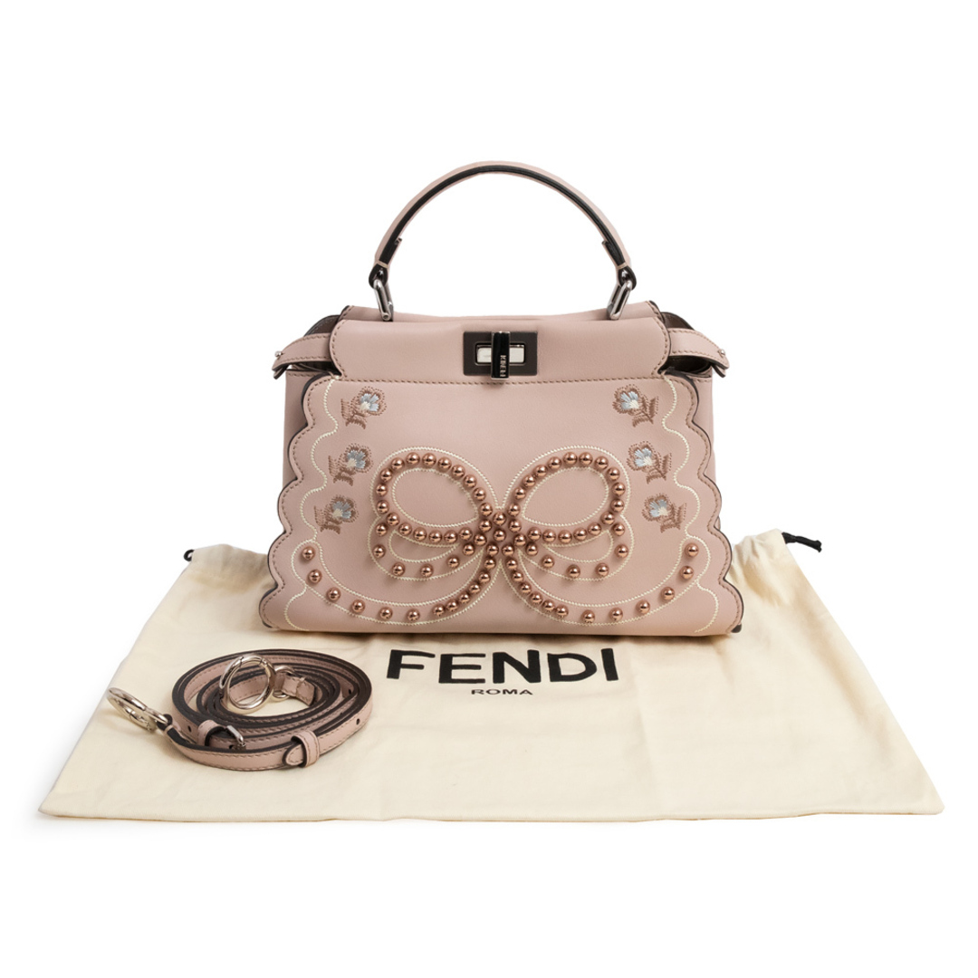 最高級 FENDI フェンディ リボン装飾ショルダーバッグ ゴールド パーティー