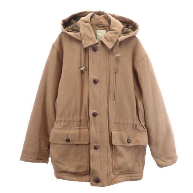 ユニクロ 90s ウールブレンド ハーフ コート L 茶系 UNIQLO フード ジャケット メンズ 【230219】