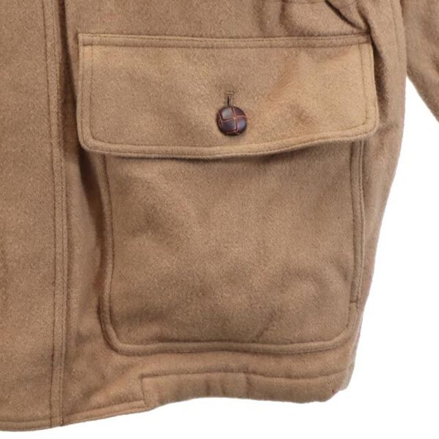ユニクロ 90s ウールブレンド ハーフ コート L 茶系 UNIQLO フード ジャケット メンズ 【230219】